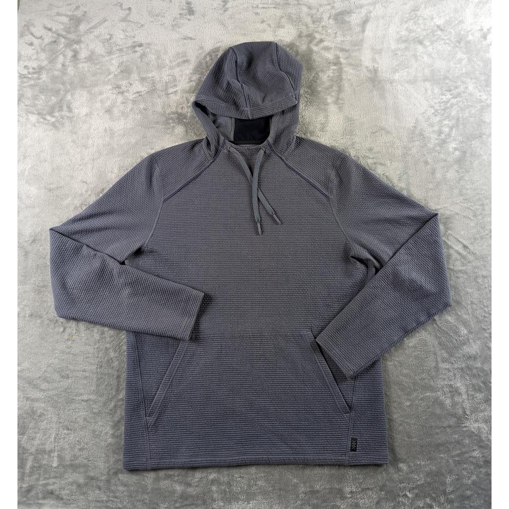 Rhone Tribeca Tech Hoodie Men Medium Blue Gray Performance Knit Textured READ